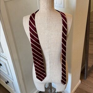Vintage Dooney & Bourke Burgundy Silk Tie with Beige Stripes